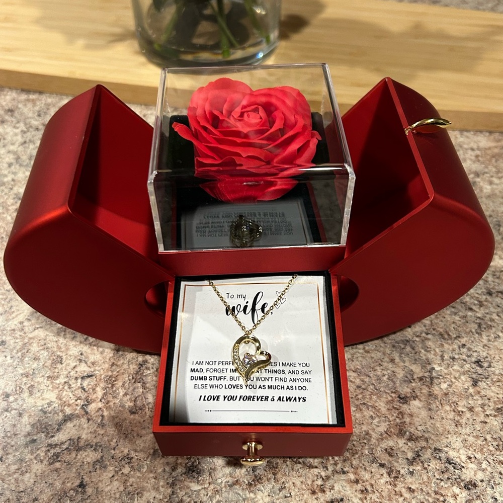 Preserved Rose and Gold Necklace - To My Wife
